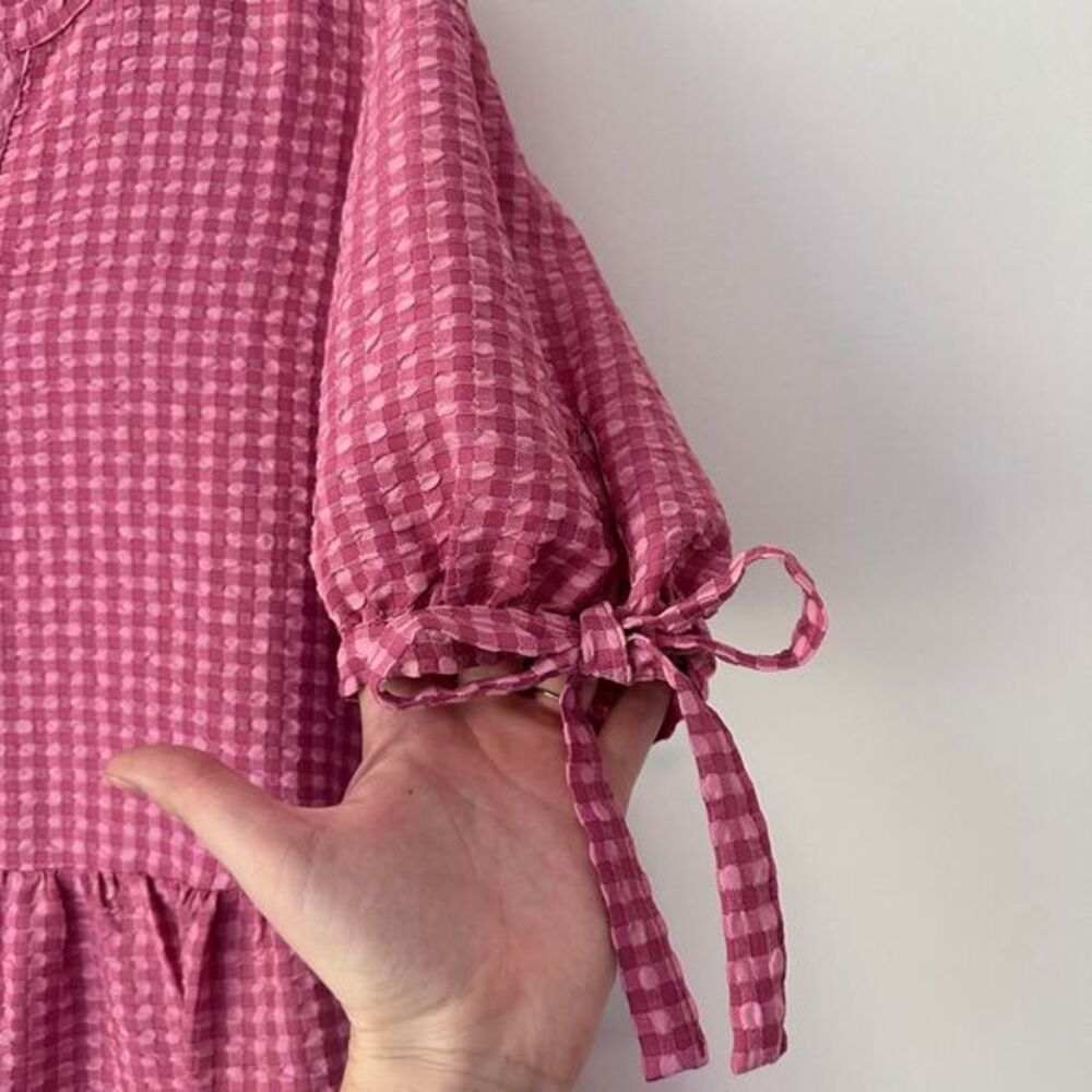Kate & Sam Pink Gingham Tiered Midi Dress - Picture 3 of 7
